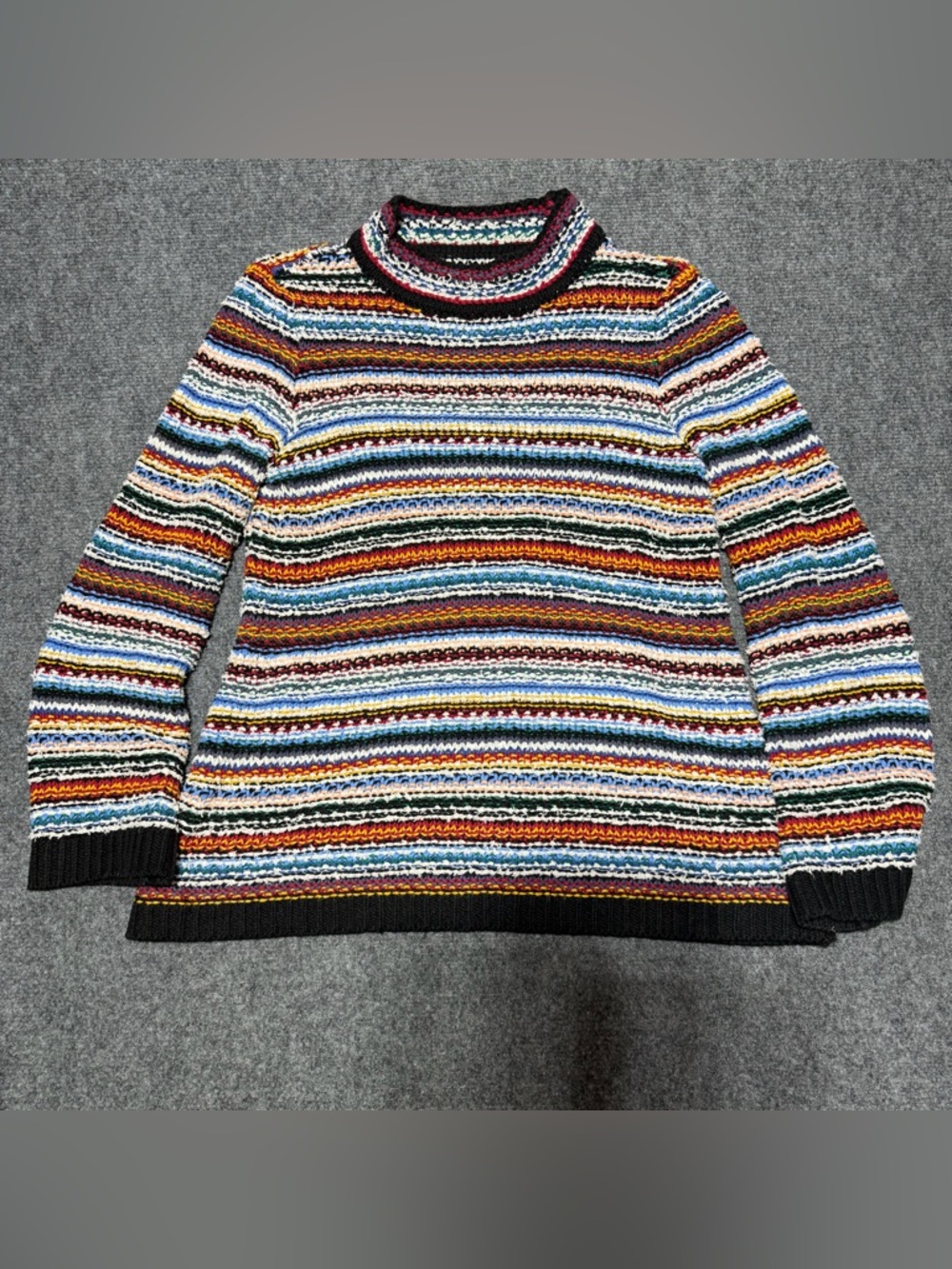 LOFT Sweater Womens Size M Multicolor Striped Knit Mock Neck Pullover